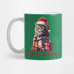 Meowy Christmas , christmas cat , Design Mug